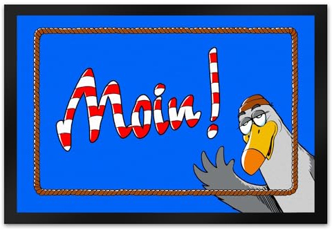 Moin Leuchtturm Fußmatte XL in 40x60 cm mit Möwe Nordsee Geschenk für Seefahrer Schiffstau Möve mit Schrift im Leuchtturm Design Geschenk für Seefahrer Seebär Fußabtreter