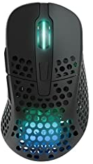 Xtrfy M4 Wireless, souris de gaming ultralégère sans fil, optimisé pour l’esport radio 2,4 GHz, rétro-éclairage RGB, souris ergonomique, adaptable pour droitiers rechargeable, Noir
