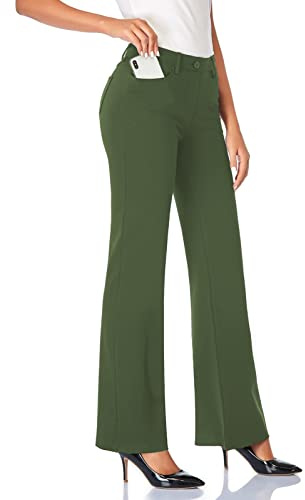 Tapata Pantalones Mujer 71cm/76cm/81cm/86cm Bootcut Elásticos con Bolsillos, Pequeño/Regular/Alto Pant para Oficina Negocios Casual