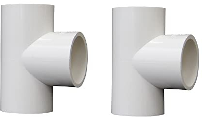2 raccordi per tubi in PVC a 3 vie di diametro uguale a T per approvvigionamento idrico fai da te da giardino rack serra (40 mm, bianco)