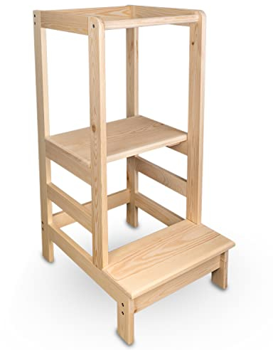 BESTFORM Lernturm Küchenhelfer Ständer Höhenverstellbar für Kinder ab 18 Monaten | Lernstuhl | Schemel | Kleinkind-Tritthocker | Kinderhochstuhl | Kinderplattform | Learning Tower K01