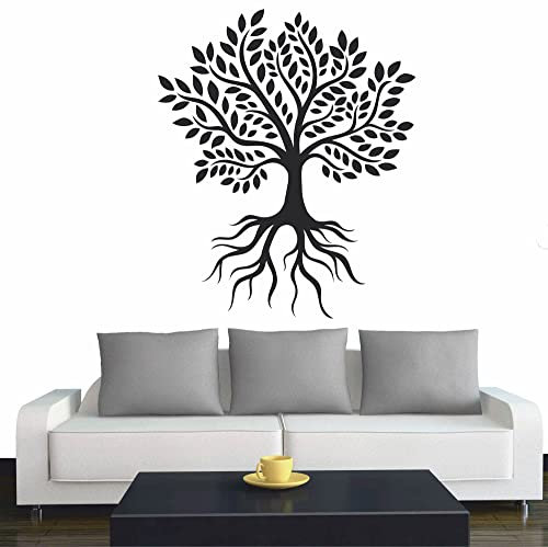 INDIGOS UG - Wandtattoo Wohnzimmer - Wandaufkleber Baum des Lebens - 5 - Lebensbaum Weltenbaum - 96x96 cm - Schwarz - Aufkleber Kinderzimmer Schlafzimmer Küche Badezimmer Büro Dekoration