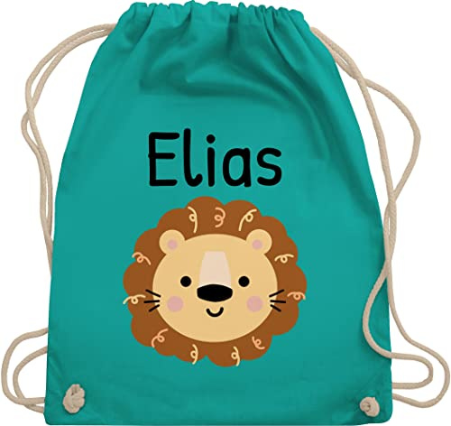 Turnbeutel Rucksack - Löwen - Süßer Löwe - Kindergarten Kita - Unisize - Türkis - stoffbeutel name personalisierte kindergartentasche löwenmotiv lowe beutel kindergartenrucksack kinderrucksack