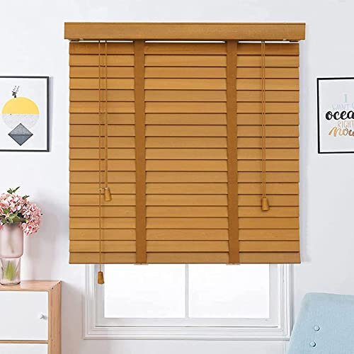 Holzjalousie 50mm Lamellen,Horizontale Jalousien Für Innen Außen,Fensterläden,Sonnenschutz Jalousetten,Verdunkelung/Wärmedämmung Massivholz Jalousette,Sichtschutzvorhänge,W×H-110x100cm/43x39.5in