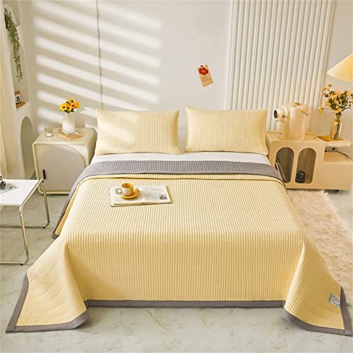 Odot Colcha Verano para Cama 150/200/230, Colcha Bouti Fina con 2 Fundas de Almohada Colcha Acolchado Ligera Suave para Colcha Cubre Cama Multiusos (250x230cm,Amarillo)