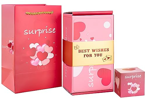 ACAREY Überraschungsbox für Weihnachtsdeko Herbstdeko Geschenkbox Geschenke für Frauen, Explosionsbox Frauen 30 40 50 Geburtstag Frauen, DIY Überraschungsbox Surprise Box (Rosa)