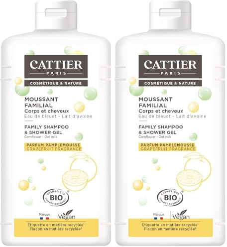 Cattier Moussant Familial - Lait d'avoine - Cheveux et Corps - 500ml (Lot de 2)