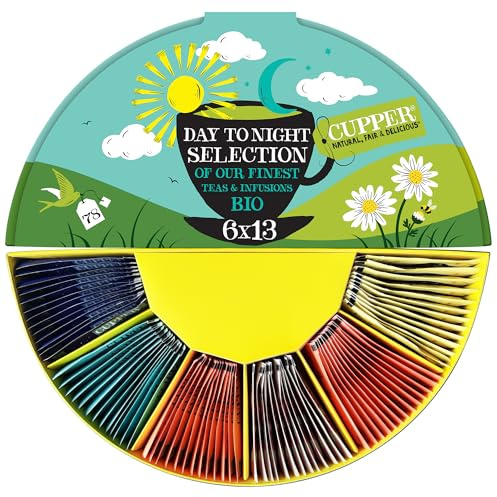 Cupper Bio Tee Geschenkset | 6 Sorten | 78 Teebeutel Geschenkbox | Kräuter- & Früchtetee für den ganzen Tag | fair gehandelt