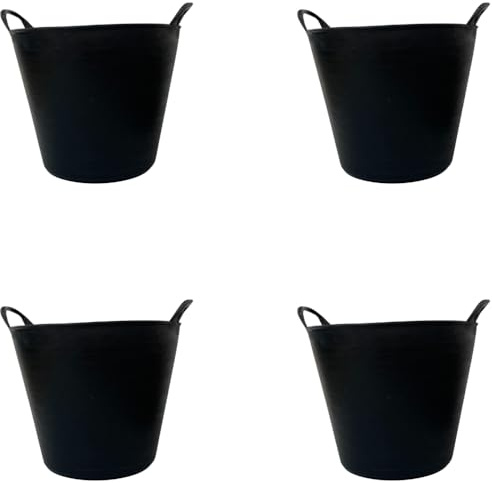 KEROPPA Capazo 42 litros Pack de 4 Uds Espuerta de Goma con Asas para Obras Recolección de Frutos Fabricado en España Uso Doméstico y Profesional Robusto Resistente