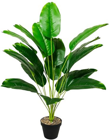 Zelihrdu Kunstpflanze im Topf Groß Kunstpalme Plastik Künstliche Pflanzen Wie Echt, Fake Palme Deko für Wohnzimmer Balkon Schlafzimmer Büro Garten Hochzeit Zimmerdeko (80cm Grün Paradiesvogel)