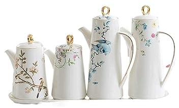 Distributeur d'huile et de vinaigre Ensemble de distributeur d'huile d'olive et de vinaigre en porcelaine de style japonais, bocaux à condiments en céramique avec plateau Décor de cuisine de ferme
