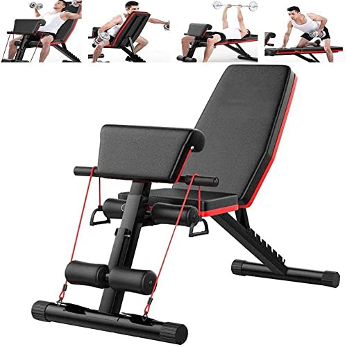 WYRMB Verstellbare Hantelbank, faltbares Heim-Fitnessstudio, verstellbare Trainingsbank, Hantel, Flache Schrägbank, Sit-Up-Schrägbank, Bauchmuskelbank, Flache Fliegengewichtspresse, Fitness