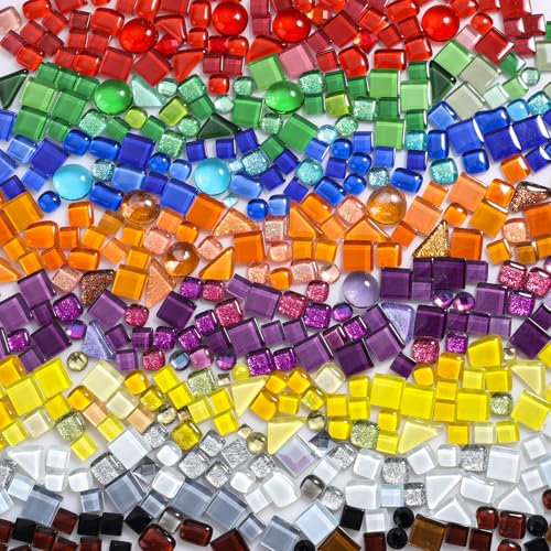 2400 Stück bunte unregelmäßige Kristall-Mosaikfliesen, 2 kg, kleine Mosaikfliesen, DIY, Hobbys, Kinder, handgefertigtes Kristallhandwerk für Handwerk, Badezimmer, Küche, Heimdekoration, DIY