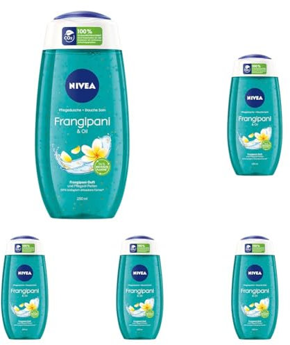 NIVEA Pflegedusche Frangipani & Oil (250 ml), erfrischendes Duschgel mit Pflegeöl-Perlen, verwöhnende Dusche mit zartem Frangipani-Duft (Packung mit 5)