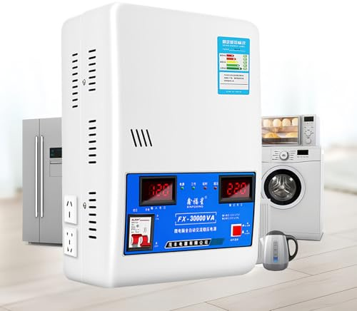 Electronic Voltage Stabilizer, 220V Fully Automatic Voltage Stabilizer 15000W-30000W High Power Household Appliances Voltage Stabilizer, AC Voltage Transformer, Voltage Range: 120-270V,30000W