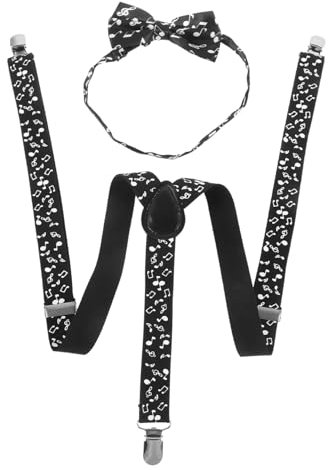 CALLARON Musiknoten Hosenträger Und Fliege Für Herren Und Damen Verstellbar Stilvoller Alltags Party-accessoire Sicherer Halt Für Hose Jeans Shorts Vielseitig Einsetzbar Für Besondere Anläs
