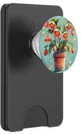 Plante hellébore en pot avec cœurs autour de style bohème graphique PopSockets PopWallet pour MagSafe