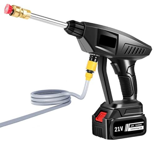 CFITANK Akku Hochdruckreiniger, 21V 50Bar Tragbarer Mobiler Hochdruckreiniger mit 1 Akku, Ladegerät und 5 m Schlauch, für Autos, Fenster, Rasen, Gärten und Schwimmbäder