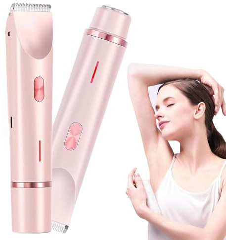 Dual Head Shaver Kvinnor,Elektrisk Bikinitrimmer for Kvinnor,2 i 1 Kvinnor Elektrisk Rakapparat Bikinitrimmar med dubbla huvuden,IPX7 vattentät uppladdningsbar rakhyvel for kroppsansikte,Våt & torr an