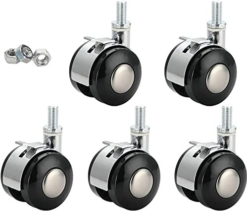 XUZWMAGZJ Replacement Casters, Caster Wheels,furniture castors,Swivel Chair Caster Office Chair Swivel Castor Wheel,2 Twin Casters,Trolleys Plastic Wheel,Hard Floors,Set of 5