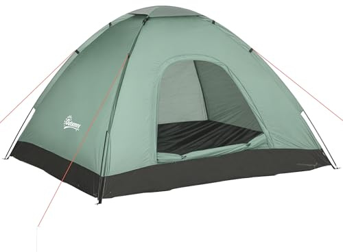 Outsunny Kuppelzelt für 2 Personen Leicht Stabil Wasserdicht Familienzelt | Mit Tür&Fenster, Packtasche, Haken, Campingzelt, 2000mm Wassersäule, Zelt für Camping Reise Trekking Garten