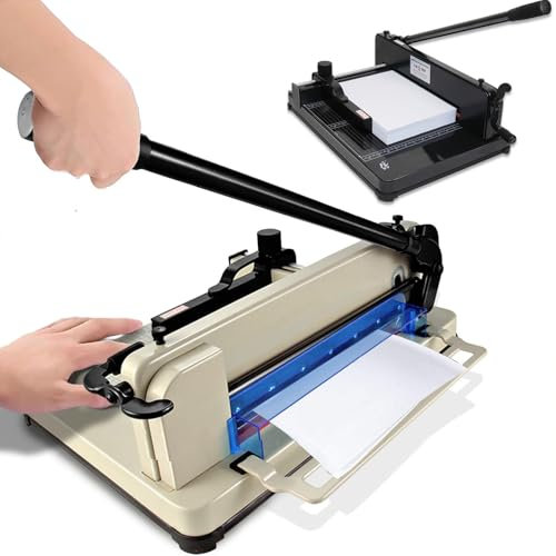 Guillotine Papierschneider, A3 Schneidemaschine mit Sicherheitsvorrichtung und Klingenverriegelung, schneidet bis zu 400 Blatt, industrieller Papierschneider, 12 Blatt Kapazität, Karton/Laminierblatt