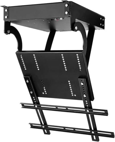 ZQMKQCEK Supporto TV Elettrico da soffitto, Staffa TV motorizzata, Staffa TV/Monitor Ribaltabile, Sollevatore TV Elettrico da 32 a 70 Pollici, Ampio Tetto Inclinato motorizzato Ribaltabile con teleco