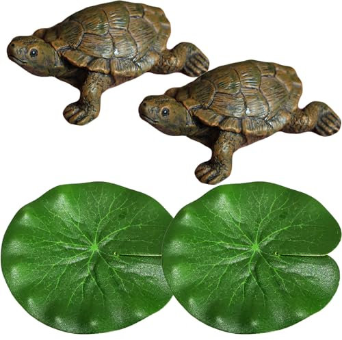 MOAZIFI Deko Garten Schildkröte Figuren, Schildkröte Deko für Miniteich, Privatgarten und Indoor, 4 Stück Mini Teich Dekoration, für Garten Zinkwanne, Teich Balkon, Gartenteich und Teichdeko Geschenk