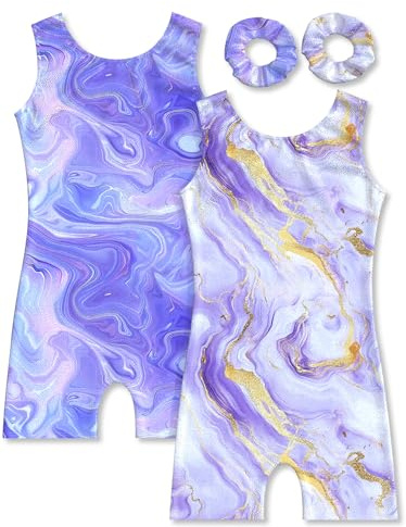 Mulnall 2 Pack Gymnastics Dance Leotard for Girls | Skin-friendly stretch tank gymnastics unitards, easy pull-on design, pack of 2 for training & competitions