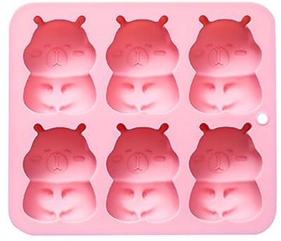 YUPEIUKLI Große Capybaras-Mousse-Kuchenform mit 6 Mulden, lebensmittelechtes Silikon, für Schokoladendesserts, Backformen für Familientreffen