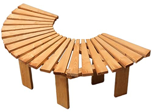 Panchina da giardino rustica in legno, resistente alle intemperie, senza schienale, in pino, mobili da esterno per patio, terrazza, cortile, design curvo di piccole dimensioni (colore: D)