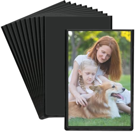 MOPLA Magnet Bilderrahmen Kühlschrank für Polaroid Instax Mini Film,10 Stück 9,5 x 6,5 cm Magnetische Fototaschen,Magnetischer Bilderrahmen für Kühlschrank, für Fotos, Postkarten,Schwarzem