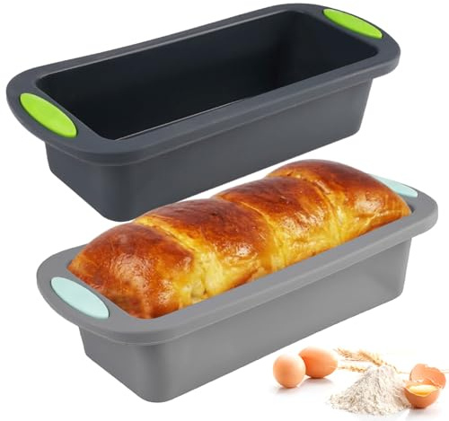 2 Stück Brotbackform Silikon, 28x12x6 cm Silikonbackform Kastenform Kuchen | Brotformen zum Backen, Silikon Backform Kasten Antihaft, Silikonform Kastenform Brot für Kuchen, Brot, Brownies