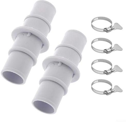 Poolschlauch Adapter Anschluss für Staubsauger oder Filterpumpe mit 1 Satz Edelstahl Schlauchschellen für sicheren Schlauchanschluss