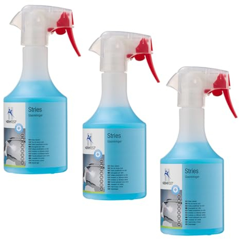 Normfest Stries Protect – silikon- & ammoniakfreier Glasreiniger für streifenfreie Sauberkeit, schonend für Glas, Spiegel, Kunststoff & Polycarbonat, ideal für Fahrzeuge, Haushalt, Caravan 3x 500 ml