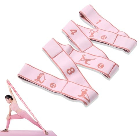 AEKZOX Bande d'Étirement Yoga, Élastique de Gymnastique Haute Qualité, Bande de Fitness Améliorée avec 8 Boucles