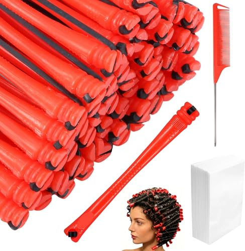 173 PCS Perm Rods Set, 72PCS Durable Perming Rods with a Comb and i00Pcs Perm Paper, for DIY Waves, Natural Hair Long Short,Suitable for Men's and Women's Hairdressing Styling Supplies