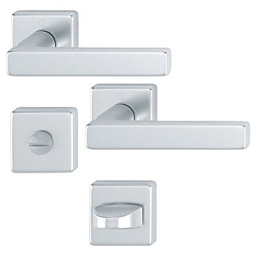 Hoppe Dallas Aluminium Alu Rosettengarnitur Quadrat F1 Natur 1643/52KV/52KVS SK/OL Bad/WC