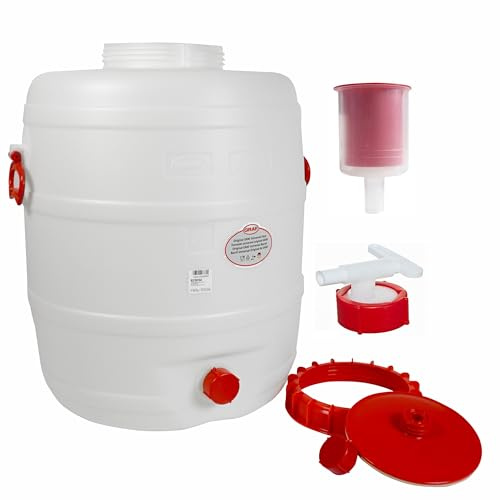 Graf Getränkefässer Saftfässer Kunststoffässer 10-500 Liter (Graf Getränkefass Rund 80 Liter mit Auslaufhahn NW 15 und Gärspund)