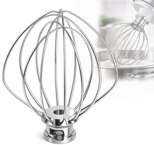 Poweka K45WW Schneebesen aus Edelstahl, kompatibel mit KitchenAid 4.5QT & 5QT Tilt-Head Küchenmaschinen, Drahtbesen zum Schlagen von Sahne, Eiweiß & Teig
