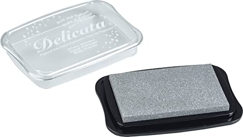 Tsukineko Stempelkissen Delicata Metallic 7.0x10.0x1.5 cm Ganzjährig geeignet für kreative Projekte und Bastelarbeiten Silber