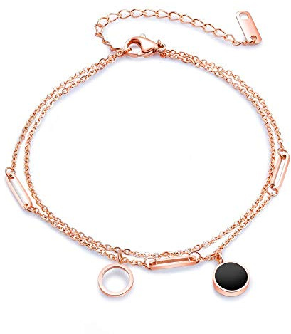 Kim Johanson Edelstahl Damen Fußkettchen *Verschiedene Modelle* in Roségold mit einem starken Karabinerverschluss inkl. Schmuckbeutel