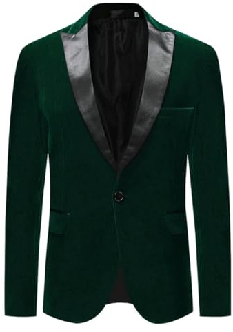 Allthemen Mens Suits Blazer Slim Fit Velvet One Button Suit Tuxedo Jacket , S, Green