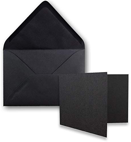 FarbenFroh by GUSTAV NEUSER 75x Stück Karte mit Umschlag Set Faltkarten DIN A7 quer 10,5 x 7,4 cm Schwarz mit Brief-Umschlägen C7 Nassklebung