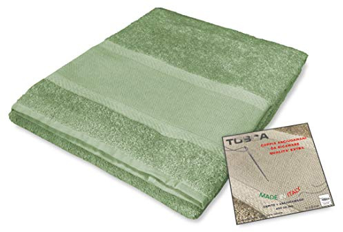 Tex family Set Asciugamani Bagno Tosca © in Spugna di Cotone 100% da Ricamare Punto Croce 1+1 Viso e Ospite - Verde