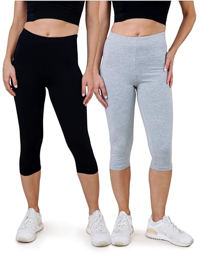 Ses Leggings pour Femme Capri 3/4 2 pièces Coton