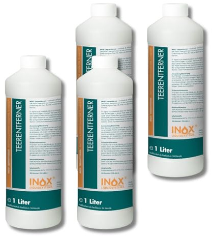 INOX® Auto Teerentferner 4 x 1L - Teerreiniger für Innenraum und Außen - Klebstoffentferner Baumharzentferner - Industriereiniger schonend zu Autolack und Chrom