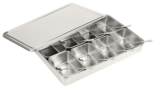 Atyhao Seasoning Box Set, 8 Grid Stainless Steel Seasoning Box Condiment Storage Containers Spice Jar Kitchen Utensils