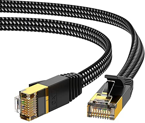 KINBETA CAT 7 Ethernet Kabel 2m, High Speed Ethernet Kabel Cat7 Gigabit gewebte flache Internet Lan Rj45 STP geschirmter Jumper für Switch Router Modem Laptop TV