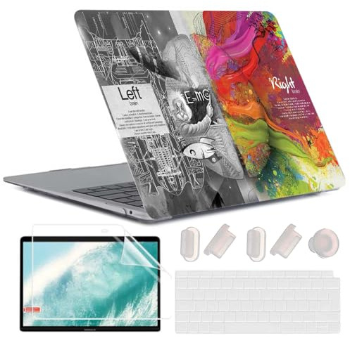 MUSHUI 4 in 1 Hülle Kompatibel mit MacBook Air 13 Zoll 2020 2019 2018 Freisetzung A2337 M1 A2179 A1932 Touch ID, Flexibel Plastik Hartschale Snap Case & Tastaturschutz & Displayschutz, Gehirn 1